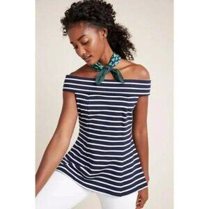 Maeve Anthropologie Navy White Striped Sleeveless Knit Top Size S NWT